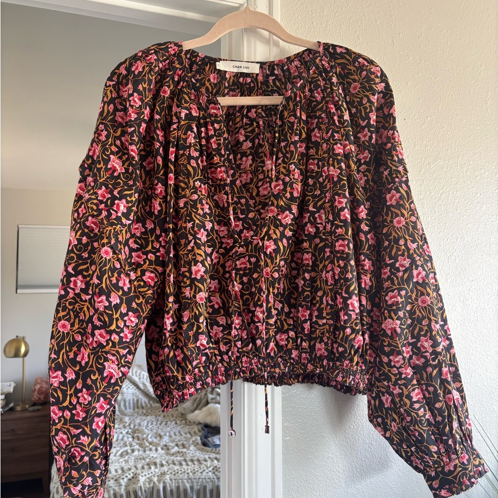 Chan Luu Floral Blouse - Black and Pink